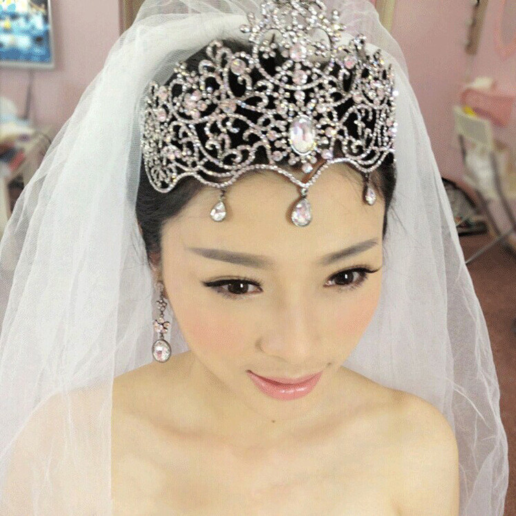 2015 fashion large crystal Bridal tiara wedding hair jewelry women Pageant crowns clearance wedding hair accessories