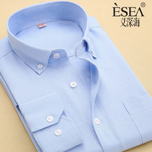 4XL 2016 New Men Shirt Business Casual Long Sleeve Oxford Solid Color Mens Dress Shirts Male Slim Fit Shirt Camisa hombre
