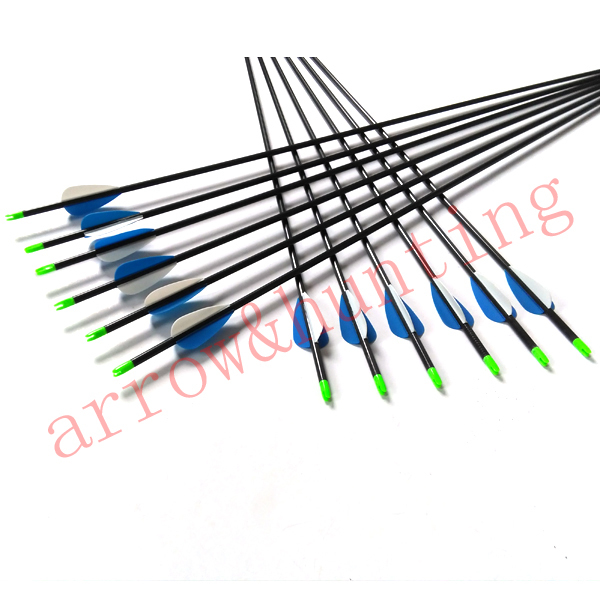 24pcs archery carbon recurve bow arrow with 4 2mm ID carbon shaft and fixed aluminum arrow
