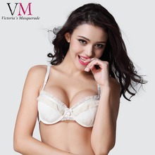 Women’s Plus Size B-G Lace Applique Underwire Padded Push Up Strappy Bra,Grace Vintage Young Girl Cute Ruffles Sexy Lingerie BH