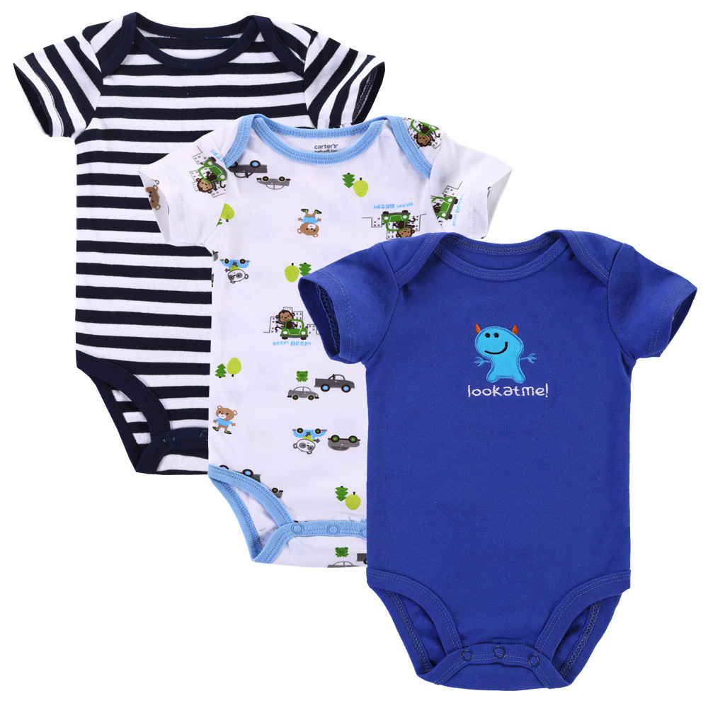 Гаджет  3pcs/lot Baby Romper Short Sleeve Cotton Carters Baby Boy Girl Clothes Baby Wear Jumpsuits Clothing Set Body Suits None Детские товары