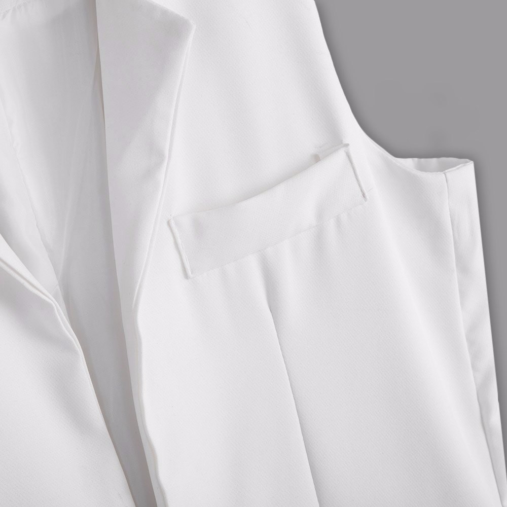 VESTLINDA Long Vest Back Split Outwear Waistcoats Women White Black Jacket Coat Sleeveless Cardigan Pocket Blazer Vest Femme Top 15
