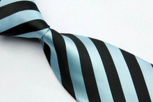 NT0050 Blue Black Stripe Smooth Multicolor Jacquard Woven Classic Type Silk Polyester Man s Business Wedding