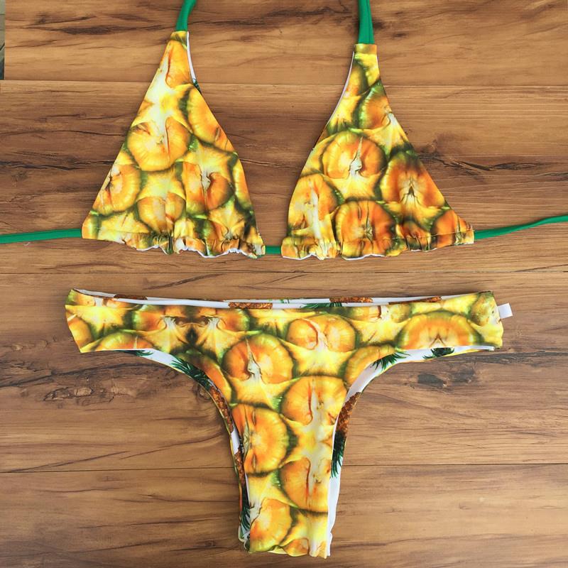 Brazilian Swimwear Reversible Bikinis Sexy Women Swimsuit Pineapple Series Print Biquinis Halter Bathing Suit trajes de bano 23 Brazilian Swimwear Reversible Bikinis Sexy Women Swimsuit Pineapple Series Print Biquinis Halter Bathing Suit trajes de bano 23