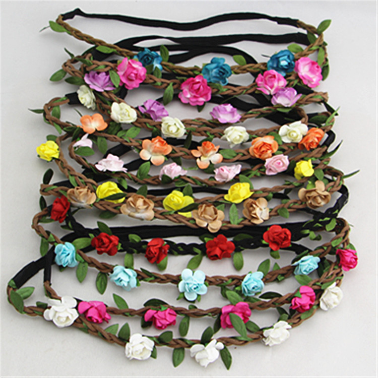 2015 Hot Sale New Fashion Womens Bohemia Beach Flower Hair Bands Headband Hair Accessory 15 Colors