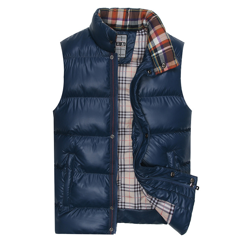 2015 Winter Thick Vest Mens Turtleneck Down Vest Waistcoat Slim Zipper Solid Jackets Casual Outerwear Cotton