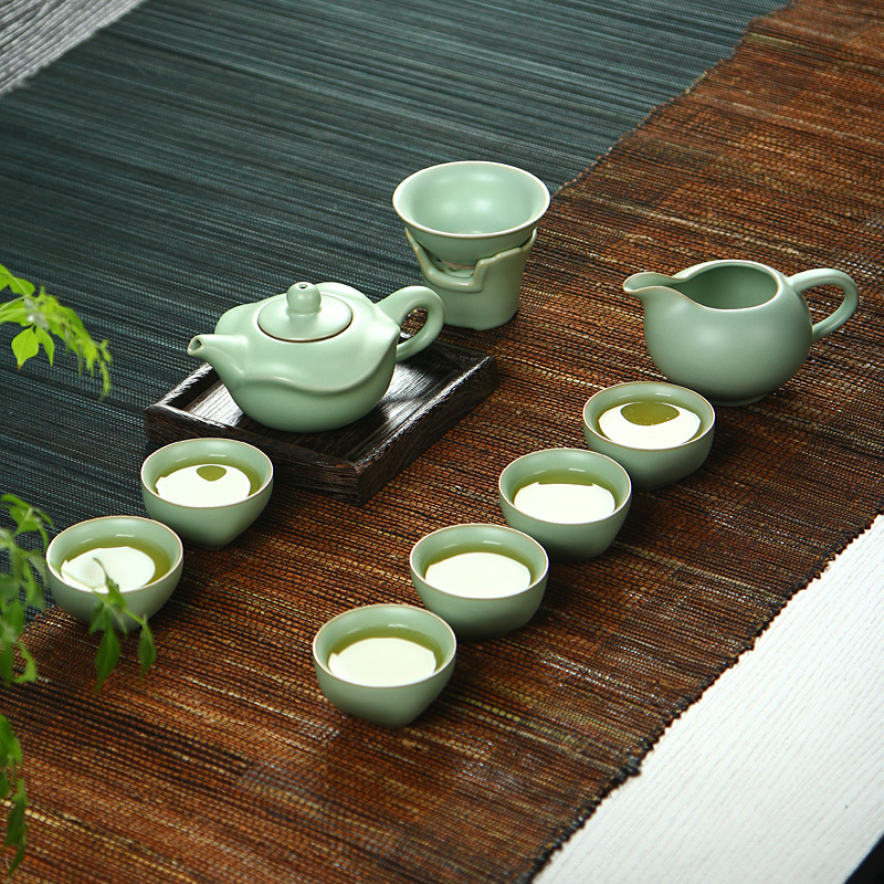 10 piece ru yao tea set ceramic travel tea set chinese tea cups bone china tureen
