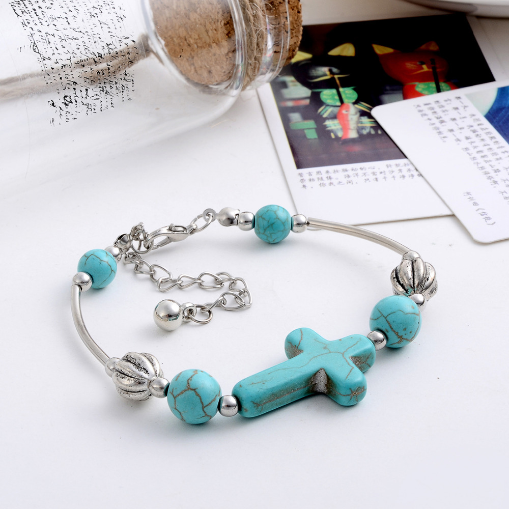 cross cross silver pendants.jpg blue bracelet antique sky jewelry  bracelet pendants beads