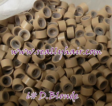 1000pcs/bottle silicon lined Micro Links Rings Beads Hair Feather Extensions 6# Dark blonde Hook Needle as Gift