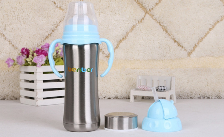 3 Lids Cover Child Stainless Steel Thermal Insulation Baby Bottle Water Bottle High Quality Baby Milk Bottle Keep Warm Product (10)