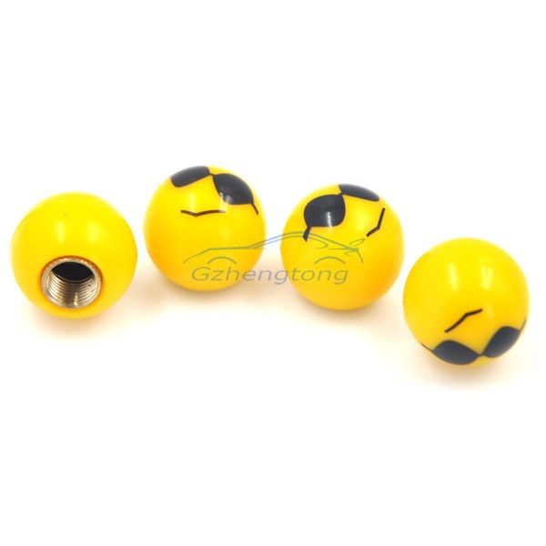 Universal Gas Nozzle Cover with PSY Complacent Smiling Face Tire Stem Valve Cap Four Pack (2)