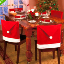 2016 New Year Decoration Fashion Santa Clause Red Hat Chair Back Cover Christmas Dinner Table Party Decor For Christmas