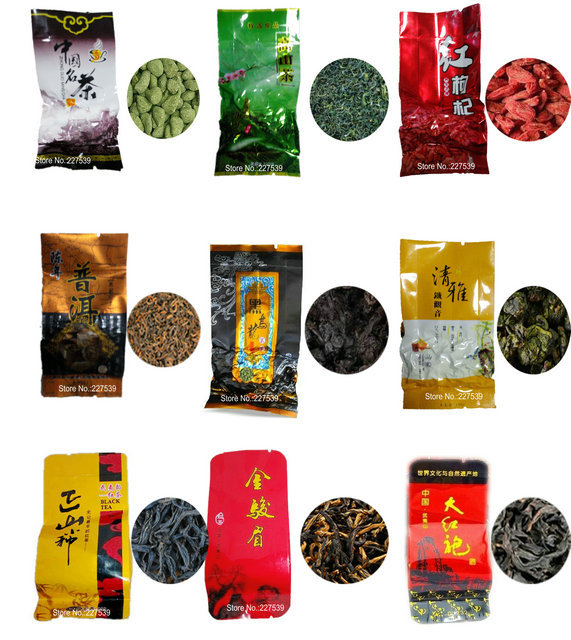 9 Different Flavors Famous Tea Chinese Tea Oolong Green Goji herbal puer Black Tieguanyin Lapsang souchong