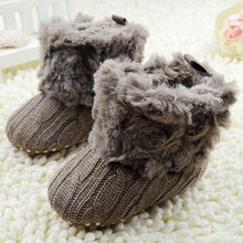 Winter Children Baby Newborn Crochet Knit Fleece Boots Toddler Girl Wool Snow Crib Shoes Booties