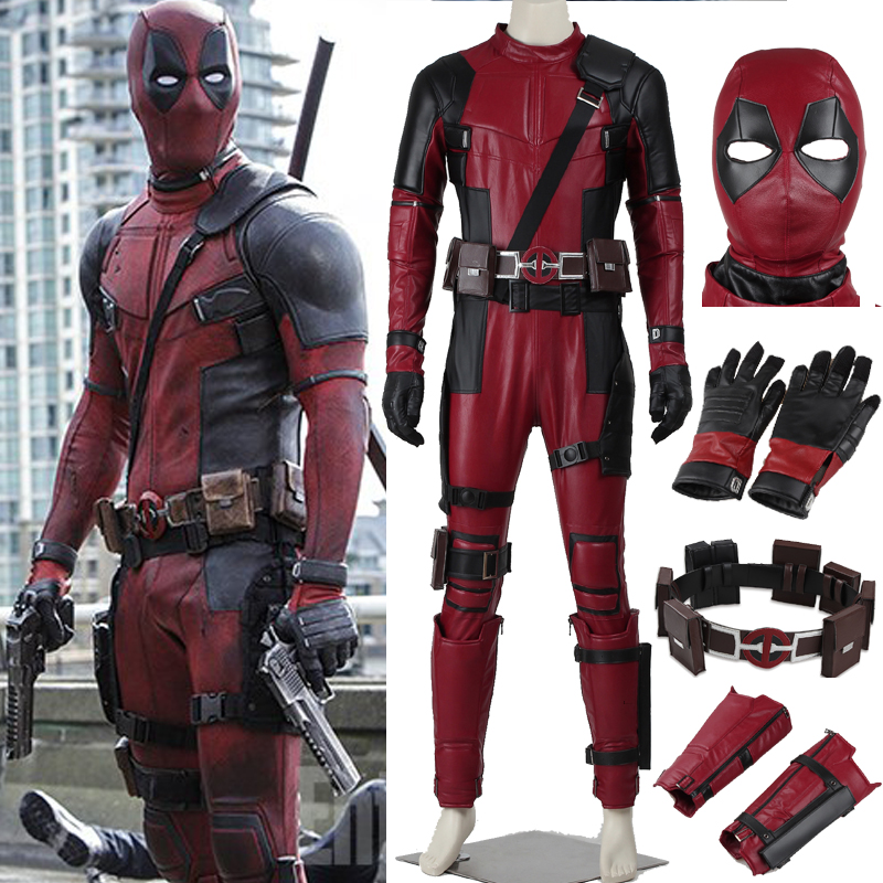 2016 Superhero carnival costume adult Xmen RED Deadpool Wade Wilson cosplay costume Deadpool mask Deadpool costume