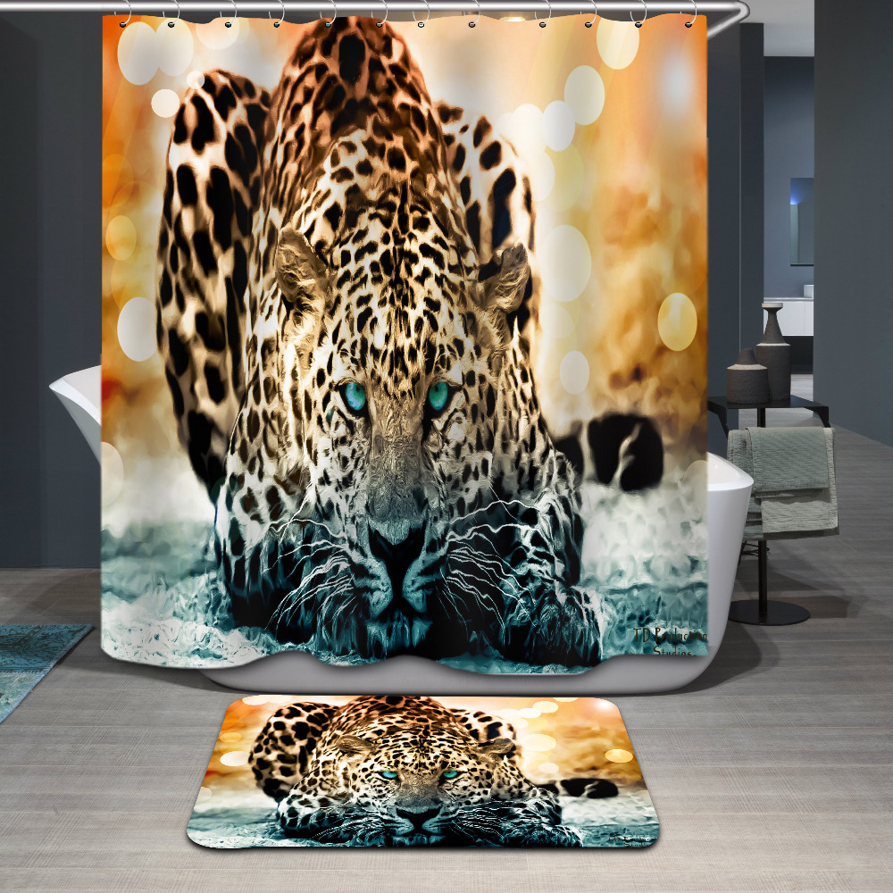 3D Leopard Print Polyester Fabric Shower Curtain Waterproof Bathroom Curtain Washable Bathroom Decorate 12Pcs Hooks 72*72 3D Leopard Print Polyester Fabric Shower Curtain Waterproof Bathroom Curtain Washable Bathroom Decorate 12Pcs Hooks 72*72