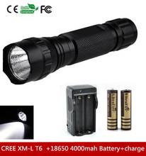 501B Cree XML T6 High Power 1300 Lumen 5-Mode LED Flashlight Torch light+2×18650 4000MAH Battery+Charger