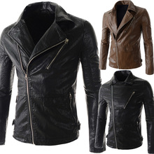 More than 2015 new men’s casual leather zipper Lapel PU Mens Leather wholesale