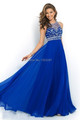 Royal Blue Long Elegant Prom Dresses 2016 Beading Scoop Neck vestidos de festa vestido longo Hot