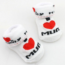 100 cotton Baby socks love dad love mum cartoon small kid s socks 0 6 Months