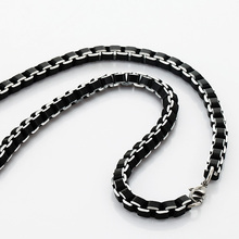 Trendy Box Link Chain Men Jewelry High Quality Never Fade Black 316L Stainless Steel Necklace Men