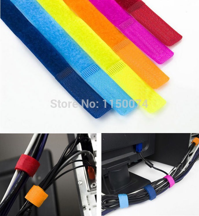 20pcs Colorful Magic PC TV Computer Electrical Wire Cable Manager Winder Velcro Tie Organizer Holder Wrap