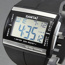 Waterproof Digital Watch Electronic 2015 New Watches Fashion LED Watch SanTai 2506 Rubber Band Quartz Watch
