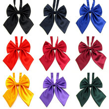 New Korean style Bowtie Women Ribbon Party Butterfly Tie Solid color Women Students bow Smooth Neckwear Hotel clerk Wholesale