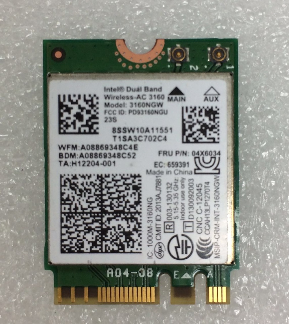 Intel Dual Band Wireless AC 3160NGW AC3160 3160NGWAC NGFF 433M+BT4.0 ...