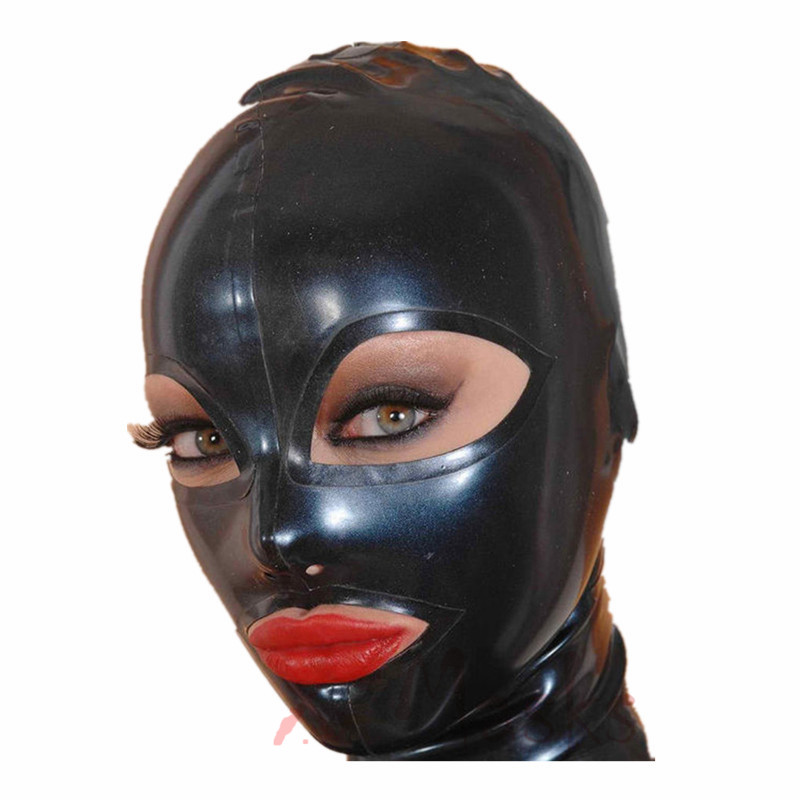 Female Masks Rubble Hood Anatomical Black Latex Mask