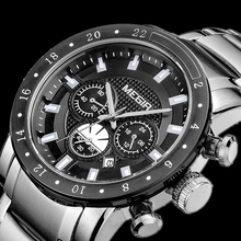 Correa de acero inoxidable multifuncional trabajo pequeña marcar calendario completo cuarzo relojes hombres Luxury brand, reloj militar