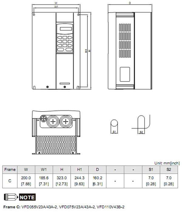 VFD055V43A-2 Dimensions
