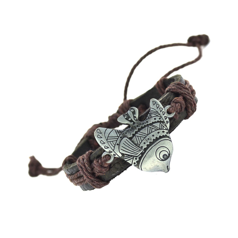 Vintage Fish Leather Bracelet for men Genuine Leather Artificial Cuff Bracelet For Women Best Gift