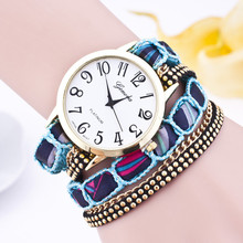 New Arrival Rivet Leather Strap Bracelet Watches 2015 Geneva Brand Fashion Casual Watch Gold Link Chain