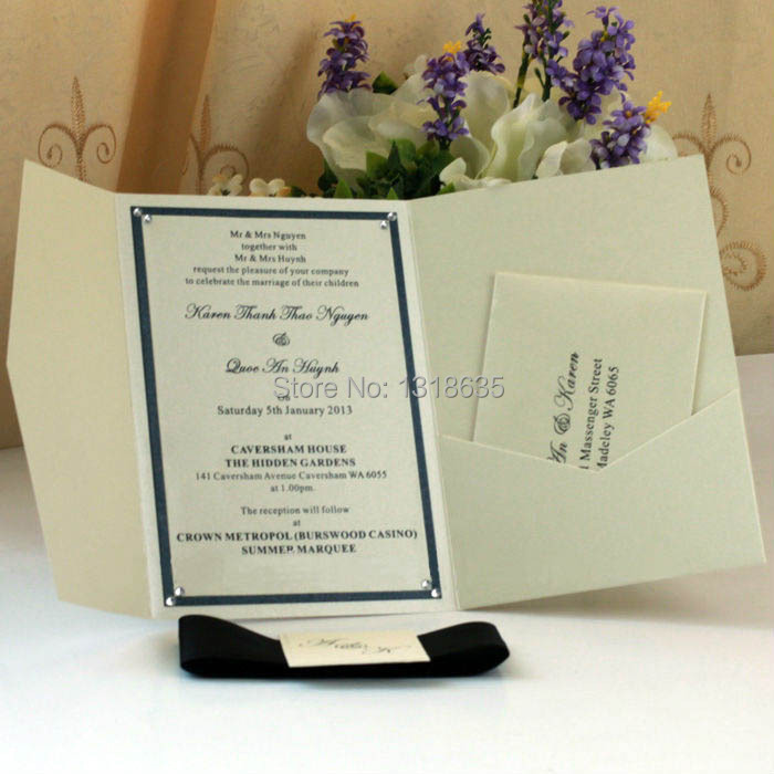 Rectangular pocket wedding invitations
