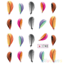 Colorful Womens Beauty Leopard Water Transfer Nail Art Stickers Tips Feather Decals 1Q8C 2OPW