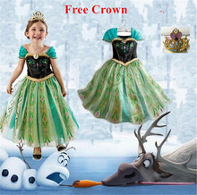 2016 Anna dress Princess girls costume for kids party disfraces princesa vestido ana de festa Carnaval fantasia infantil meninas