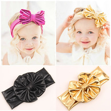 Baby Girls Head wraps Metallic Messy Bow Floppy Big Bow Turban Headband for Newborn Hair Baby