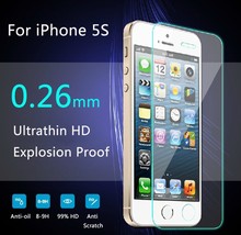 For front screen protector cover i phone 5 tempered glass 0.3mm slim 2.5D 9H Pelicula De Vidro for iphon5 iphone5s 5c guard