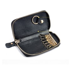 Fashion Luxury unisex Door Car Key genuine Leather Keychain Holder Bag Purse Case Support wholesales