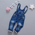 New Free shipping 2017 spring autumn Baby girls bow denim bib pants infant jumpsuit baby girls