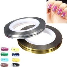 10pcs Nail Art Tips Rolls Striping Tape Line Stickers Manicure Accessories Beauty Tools Gold Silver To