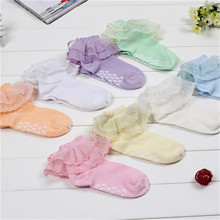 2015 New Fashion Baby Girls Cotton Socks 1-5years Old Children Kids Girl Lace Socks Candy Colors Calcetines Anti Slip Socks