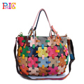 New 2014 Women Leather Handbags Patchwork Designer Brand Fashion
