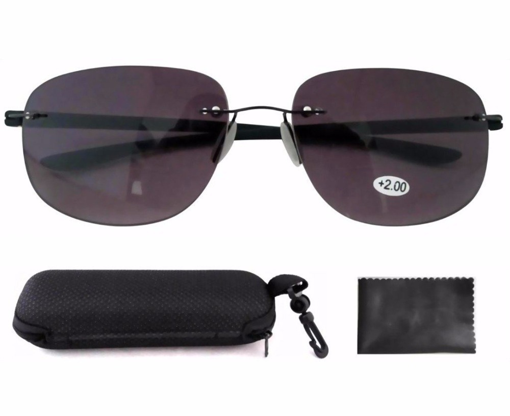 Rubber Painted Temple Aviator Rimless Bifocal Sunglasses SR14001 1 0 1 25 1 75 2