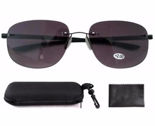 Rubber Painted Temple Aviator Rimless Bifocal Sunglasses SR14001 1 0 1 25 1 75 2