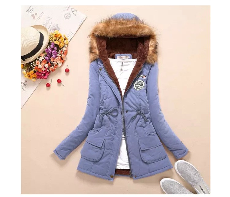 New Fashion Women Jacket Winter Warm Solid Hooded Coat Female Casual Slim Fur Collar Women Jacket And Coats Abrigos Mujer JT142 (11)