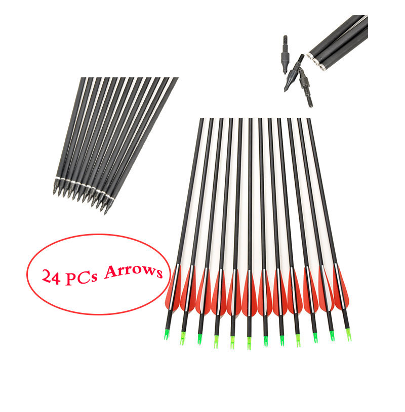 24Pcs lot Replaceable 30 inch Long Archery Carbon Arrow 500 spine Hunting Practice Archery for Long