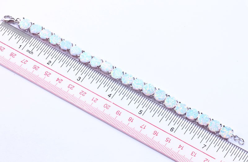 Generous ! Wholesale & Retail For Women Jewelry Pink & Blue & Yellow & White & Rainbow Opal Silver Bracelet 7 5/8