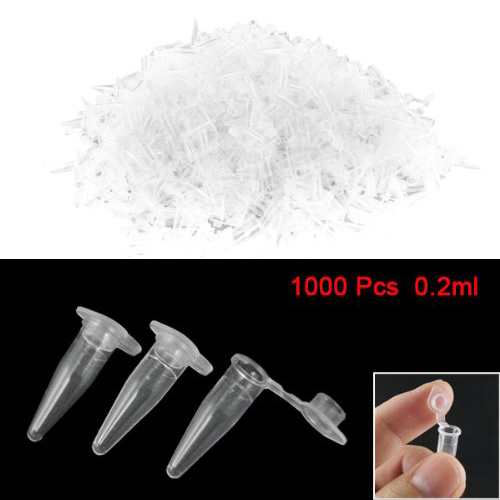 Promotion! 1000 Pcs 0.2ml Round Bottom Centrifuge Tubes w Attached Caps Clear White